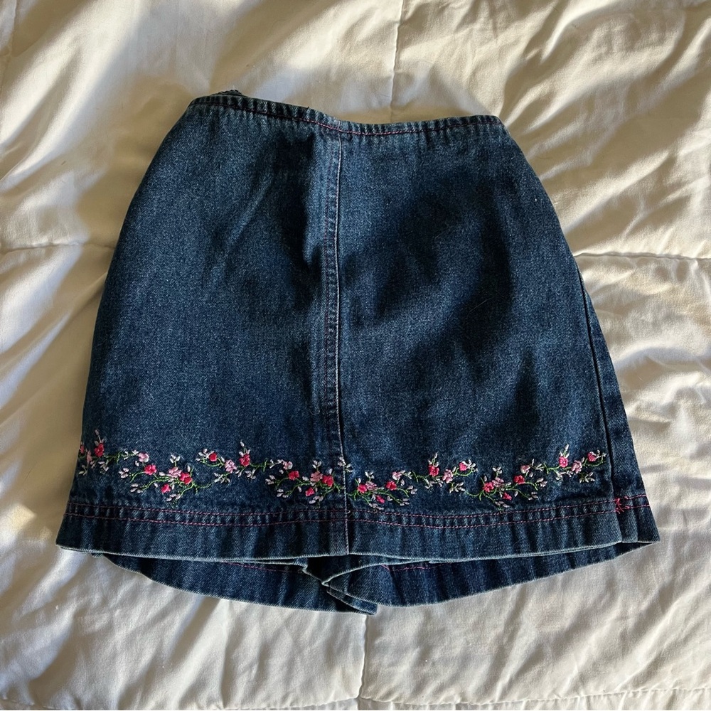 Girl Demin Skort Floral